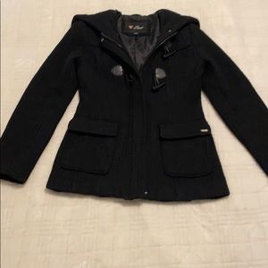 Hooded Knit Guess Black Coat